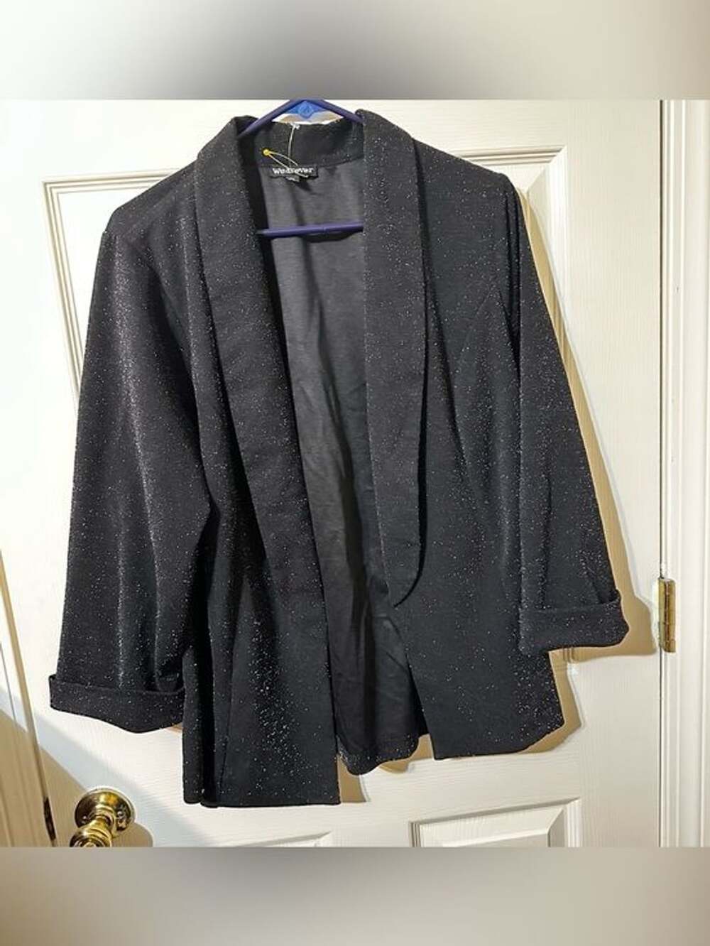 Wearever Black Sparkle Open-Front Blazer